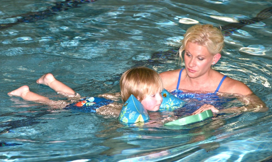 Angela as a swim instructor